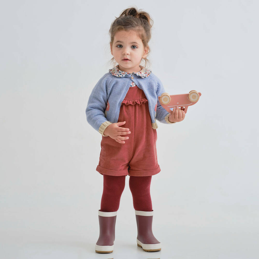 Tutto Piccolo-Блузка в цветочек и розовый полукомбинезон | Childrensalon Outlet