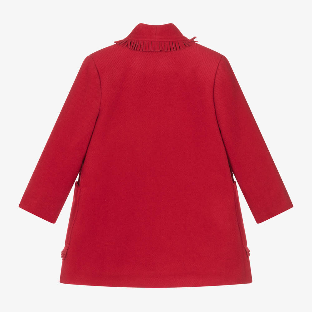 Tutto Piccolo-Girls Scarlet Fringed Overcoat | Childrensalon Outlet
