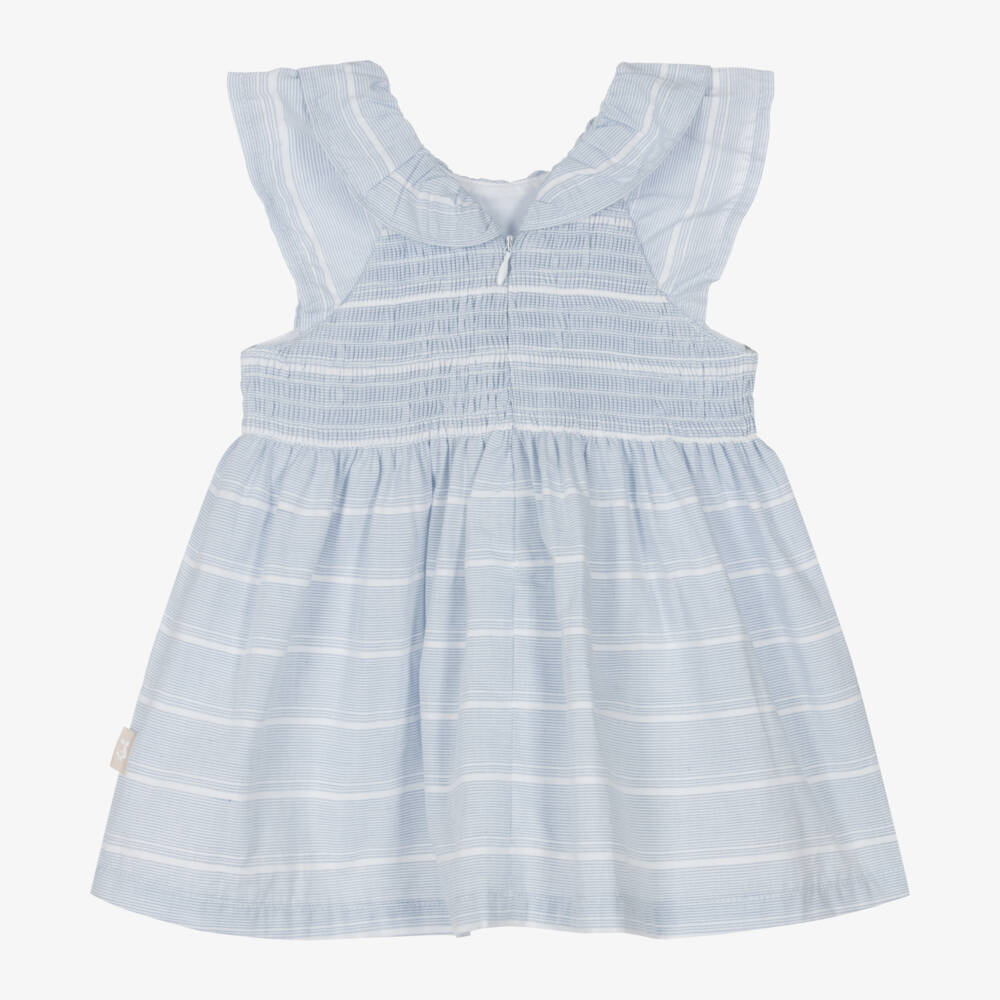 Tutto Piccolo-Girls Soft Blue Stripe Dress | Childrensalon Outlet