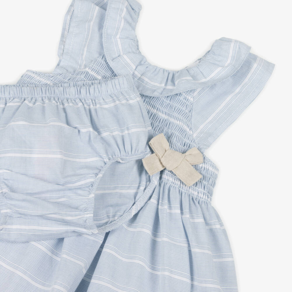 Tutto Piccolo-Girls Soft Blue Stripe Dress | Childrensalon Outlet