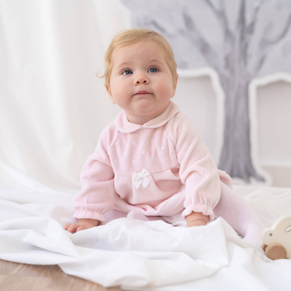 Tutto Piccolo-Girls Soft Pink Velour Ensemble | Childrensalon Outlet