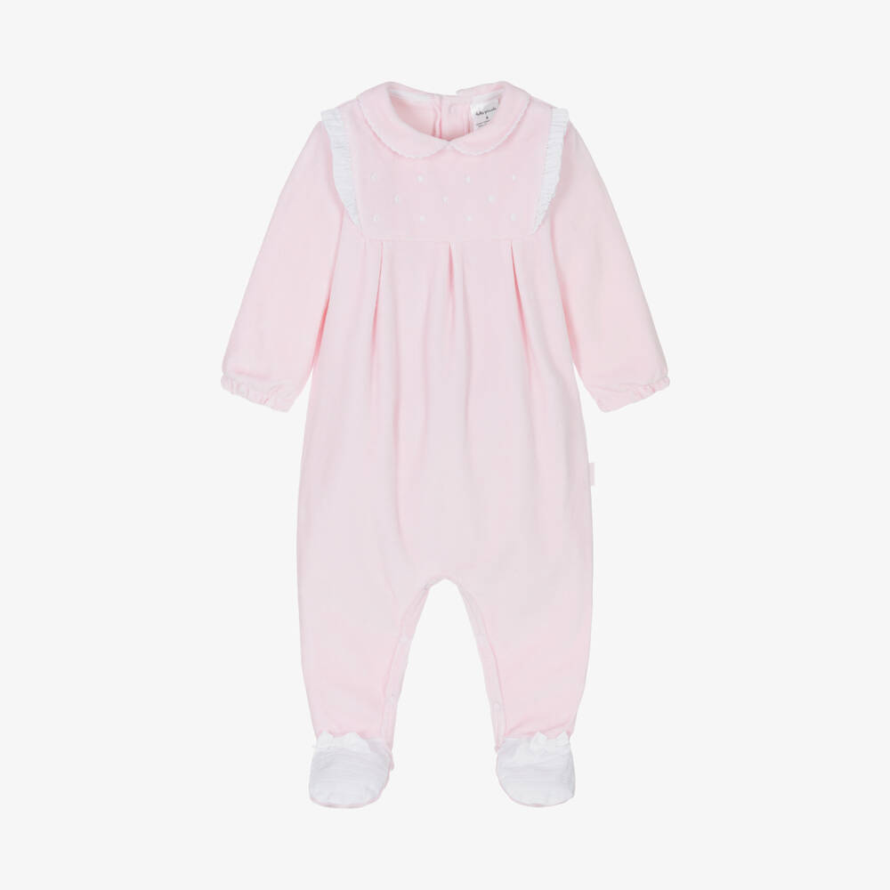 Tutto Piccolo-Girls Soft Pink Velour Onesie | Childrensalon Outlet