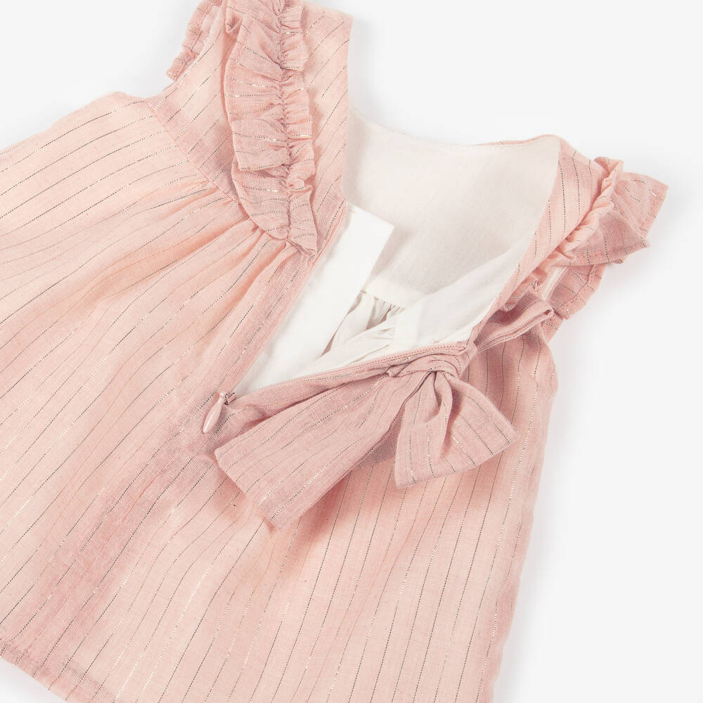 Tutto Piccolo-طقم بناتي وردي لامع بخطوط | Childrensalon Outlet