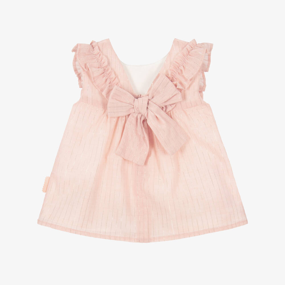 Tutto Piccolo-طقم بناتي وردي لامع بخطوط | Childrensalon Outlet