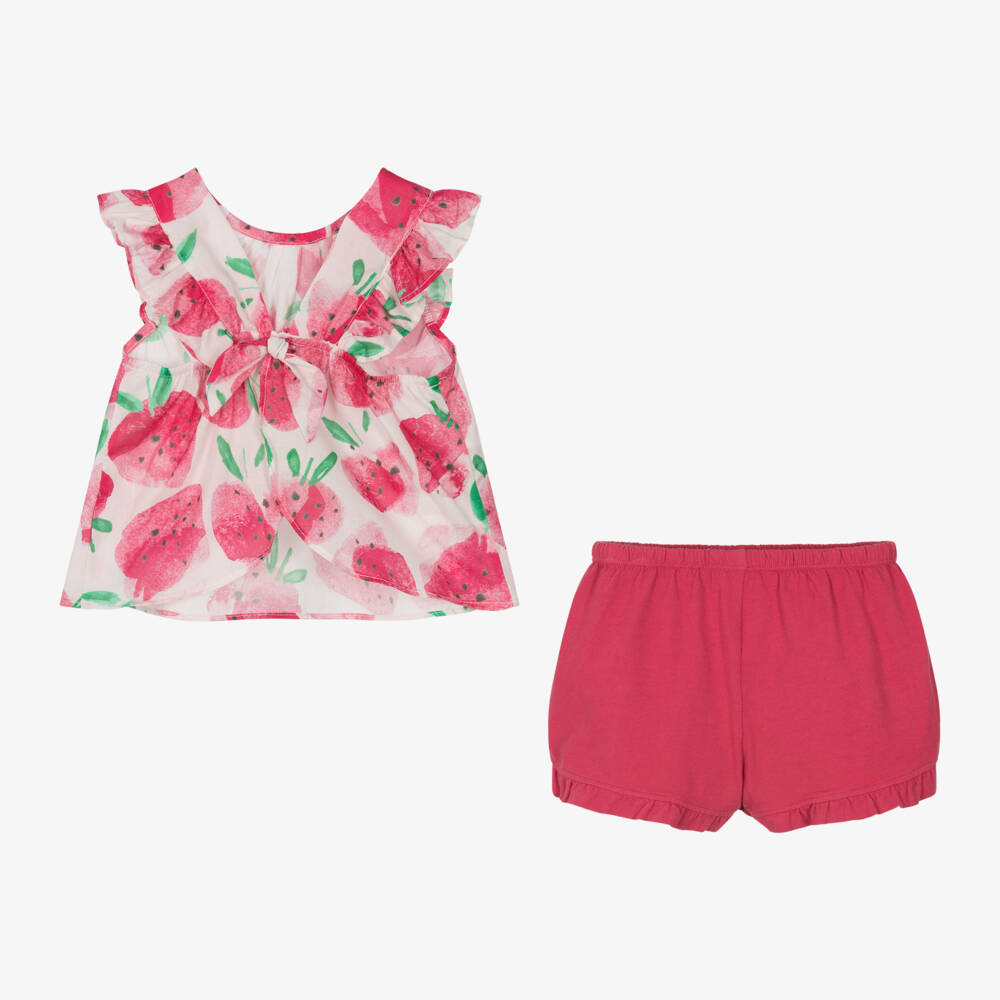 Tutto Piccolo-طقم قطني وردي فراولة للبنات | Childrensalon Outlet