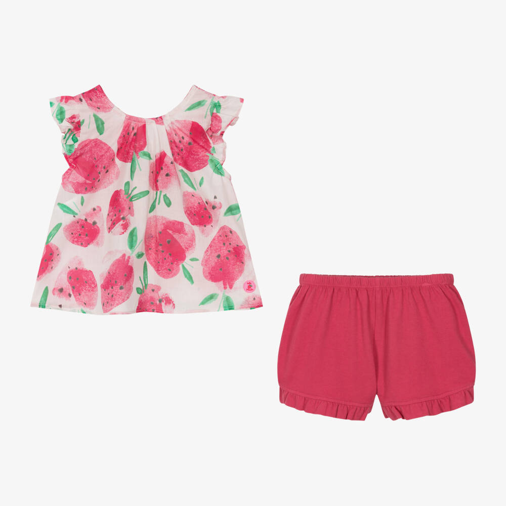 Tutto Piccolo-طقم قطني وردي فراولة للبنات | Childrensalon Outlet