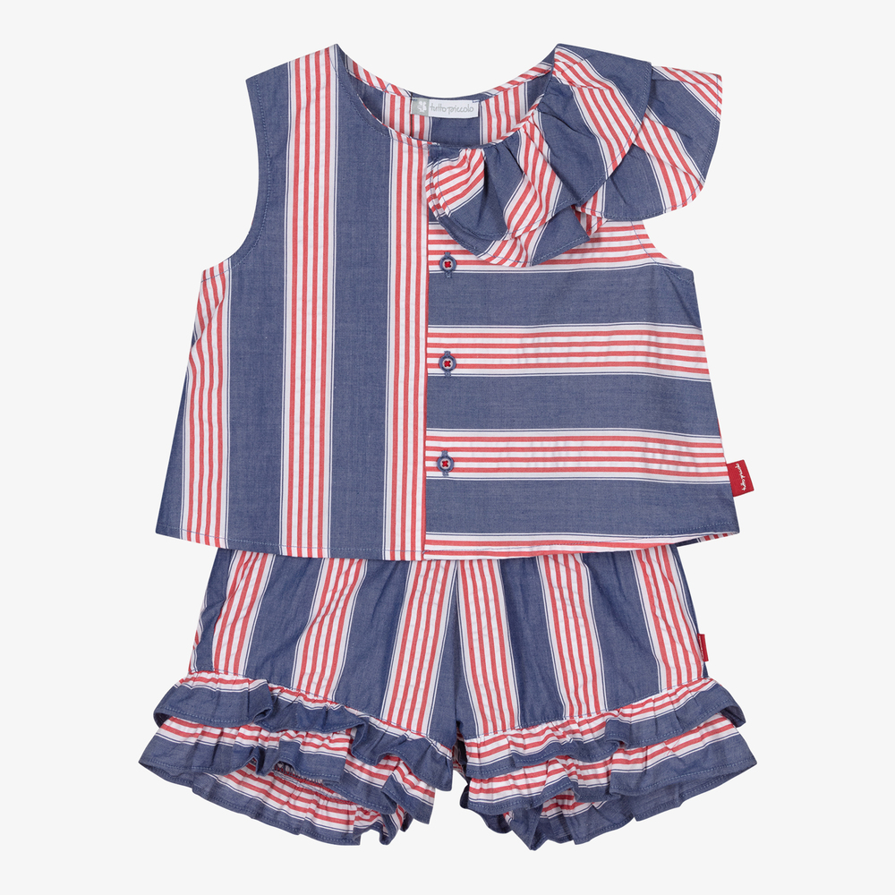 Tutto Piccolo-Топ и шорты из хлопка в полоску для девочек | Childrensalon Outlet