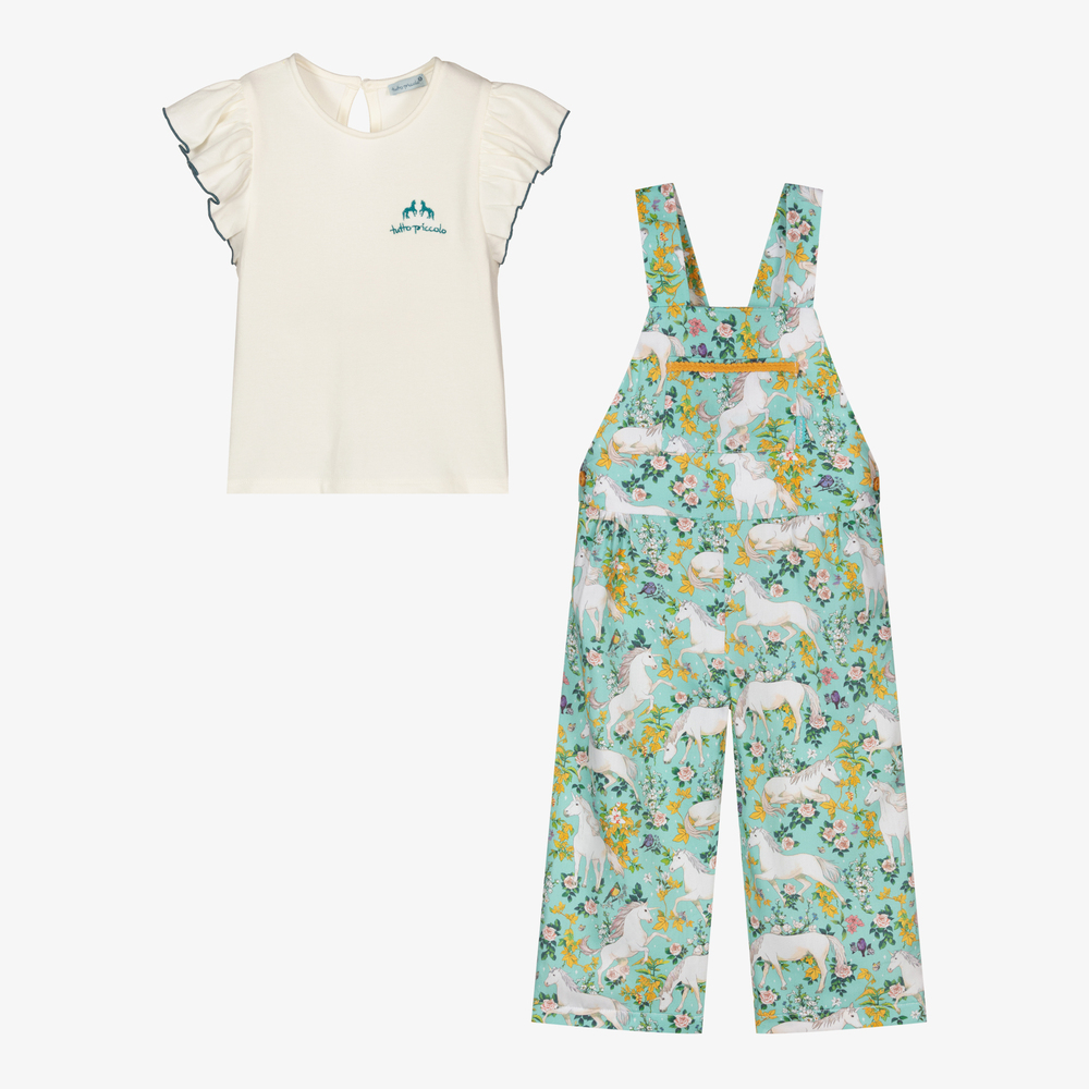 Tutto Piccolo-Girls Unicorn Dungarees Set | Childrensalon Outlet