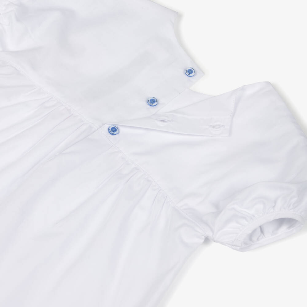 Tutto Piccolo-Girls White Blouse & Blue Gingham Trouser Set | Childrensalon Outlet