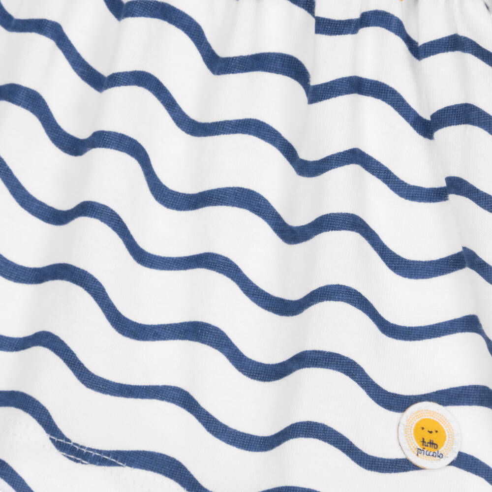 Tutto Piccolo-فستان أطفال بناتي قطن مقلم لون أبيض وكحلي | Childrensalon Outlet