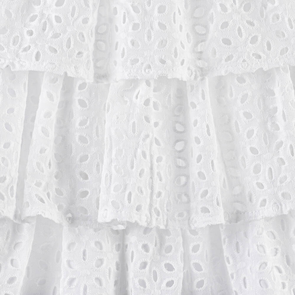 Tutto Piccolo-Girls White Broderie Anglaise Dress | Childrensalon Outlet