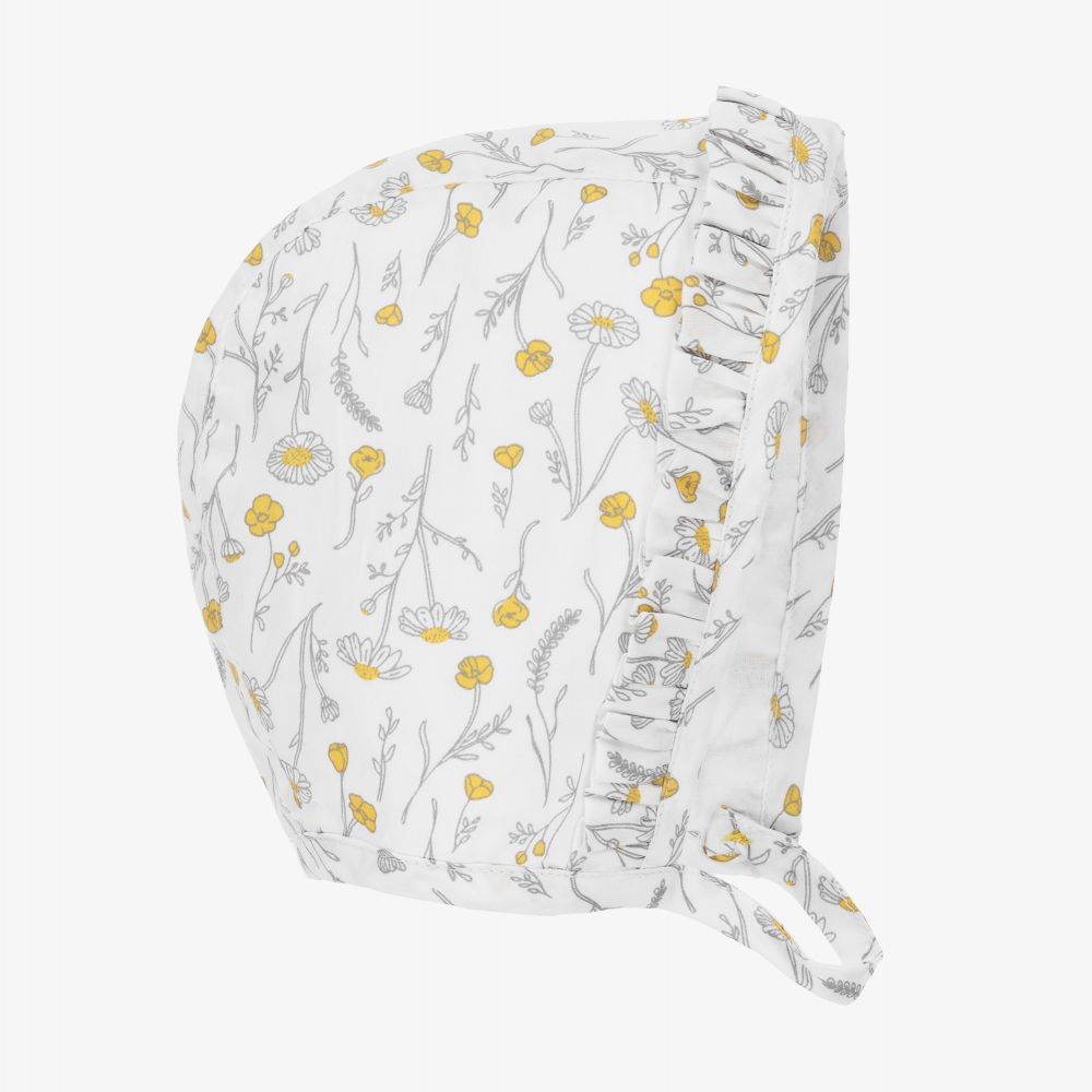 Tutto Piccolo - Girls White Floral Bonnet | Childrensalon