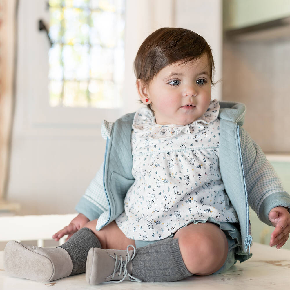 Tutto Piccolo-Girls White & Green Shorts Set | Childrensalon Outlet