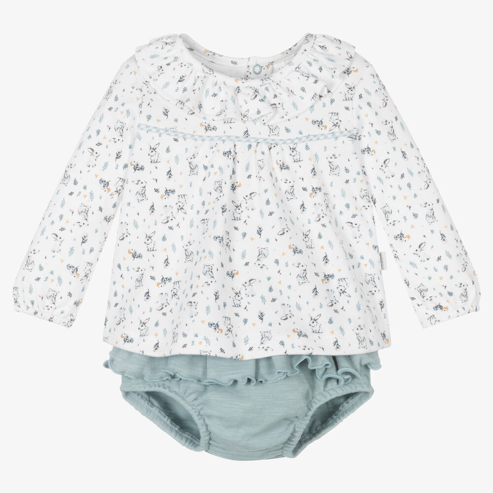 Tutto Piccolo - Shorts-Set in Weiß und Grün (M) | Childrensalon