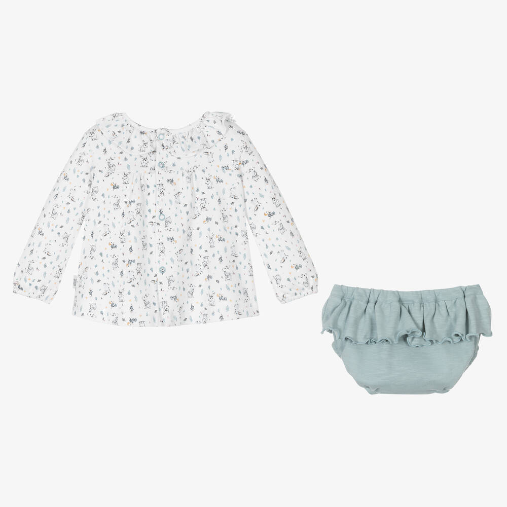 Tutto Piccolo-Girls White & Green Shorts Set | Childrensalon Outlet