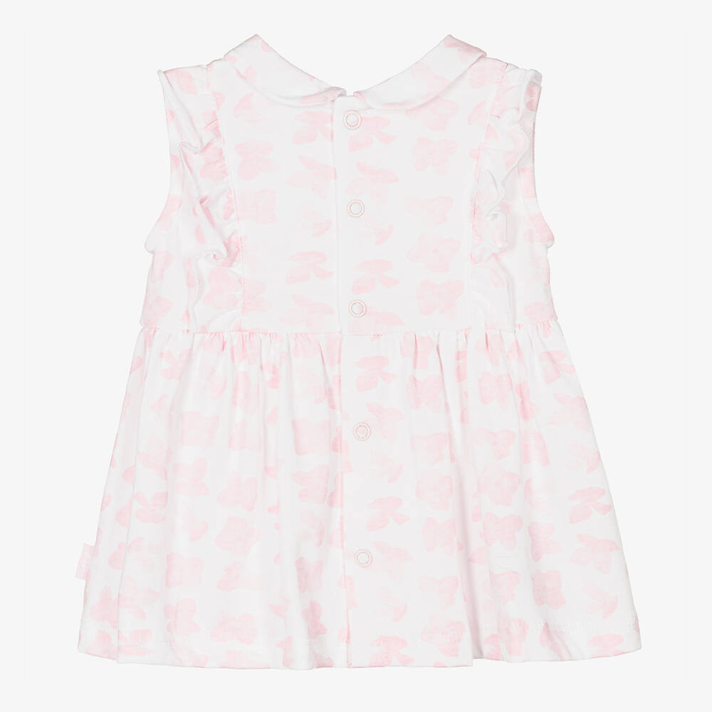 Tutto Piccolo-Белое хлопковое платье с розовыми цветами | Childrensalon Outlet