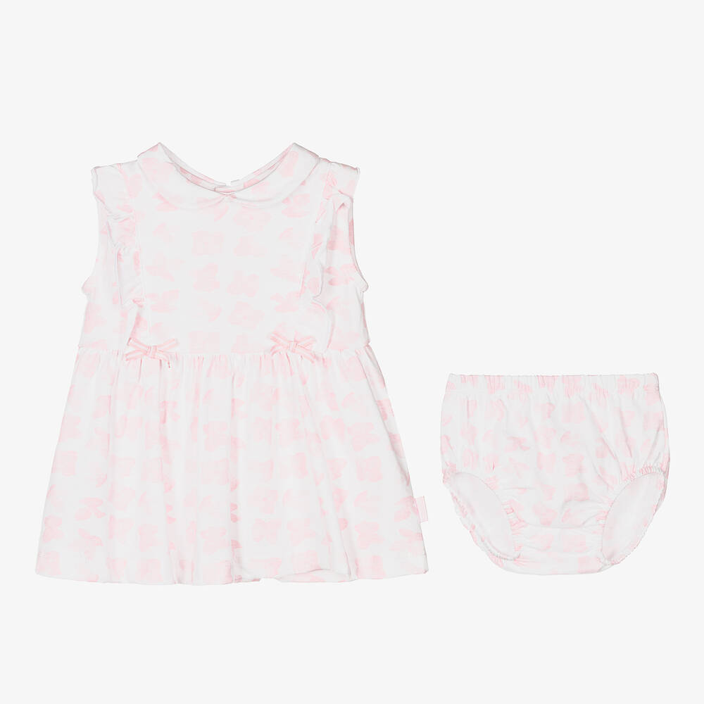 Tutto Piccolo-Белое хлопковое платье с розовыми цветами | Childrensalon Outlet