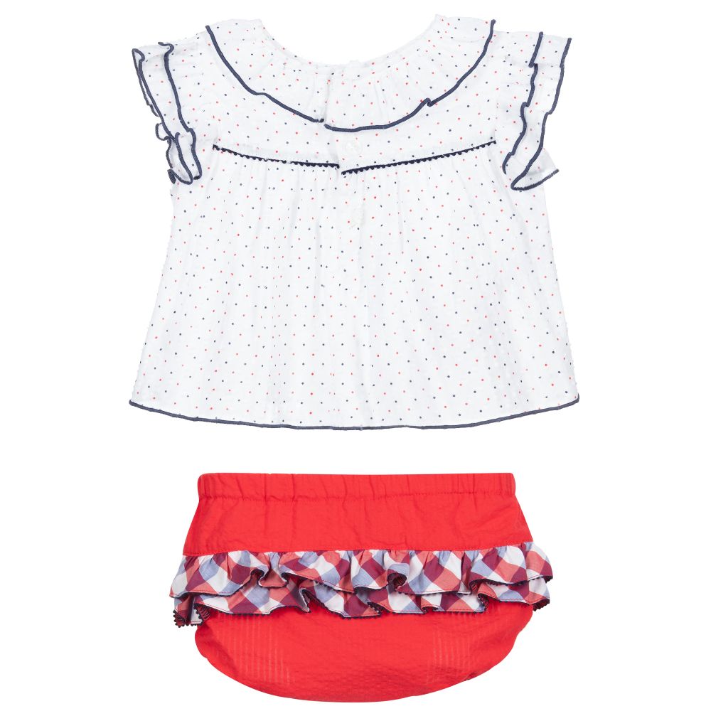 Tutto Piccolo-Girls White & Red Shorts Set | Childrensalon Outlet