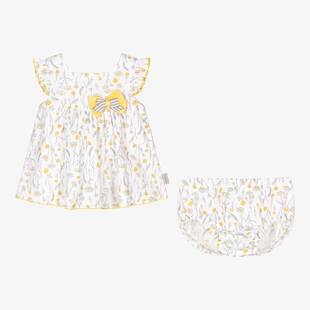 Tutto Piccolo-Бело-желтое платье и трусики для девочек | Childrensalon Outlet