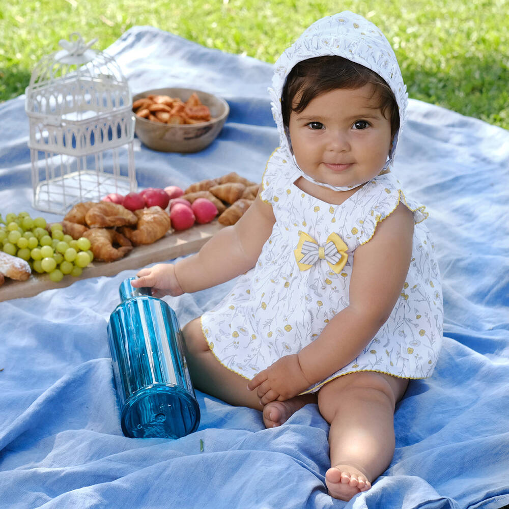 Tutto Piccolo-Бело-желтое платье и трусики для девочек | Childrensalon Outlet