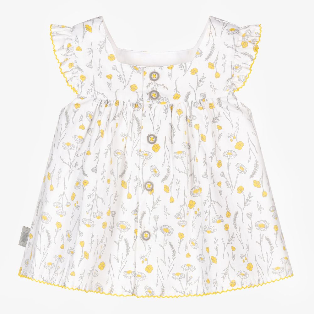 Tutto Piccolo-Бело-желтое платье и трусики для девочек | Childrensalon Outlet