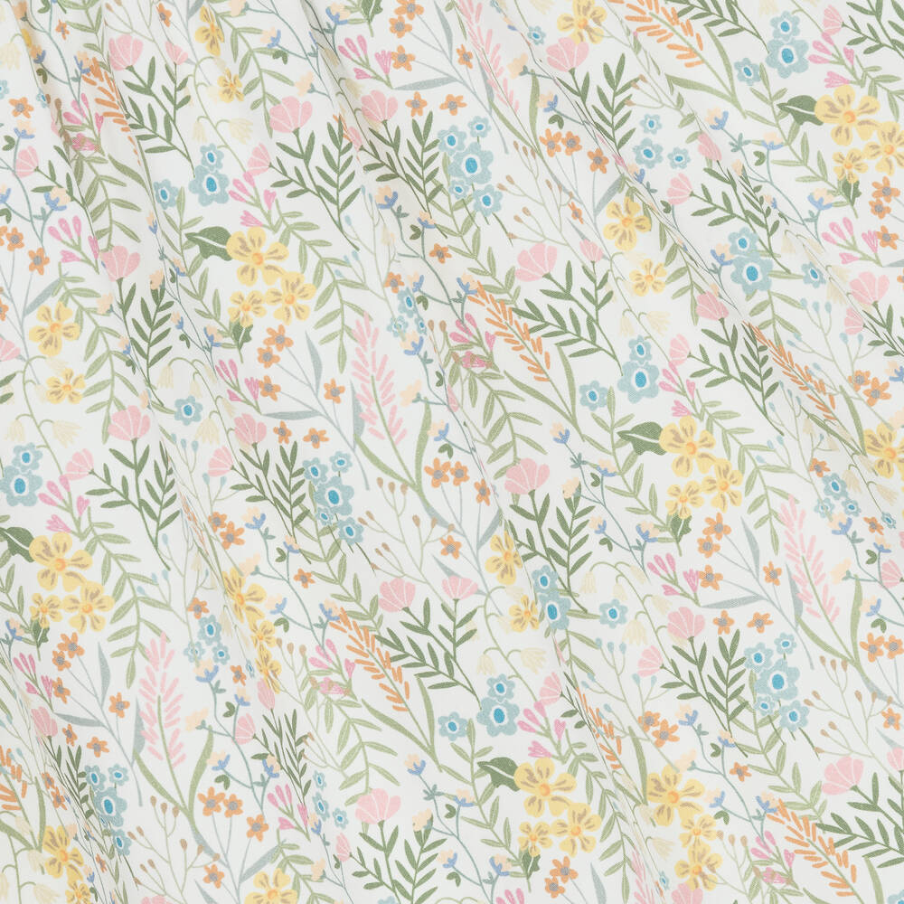 Tutto Piccolo-فستان قطن لون أصفر وأبيض بطبعة ورود | Childrensalon Outlet