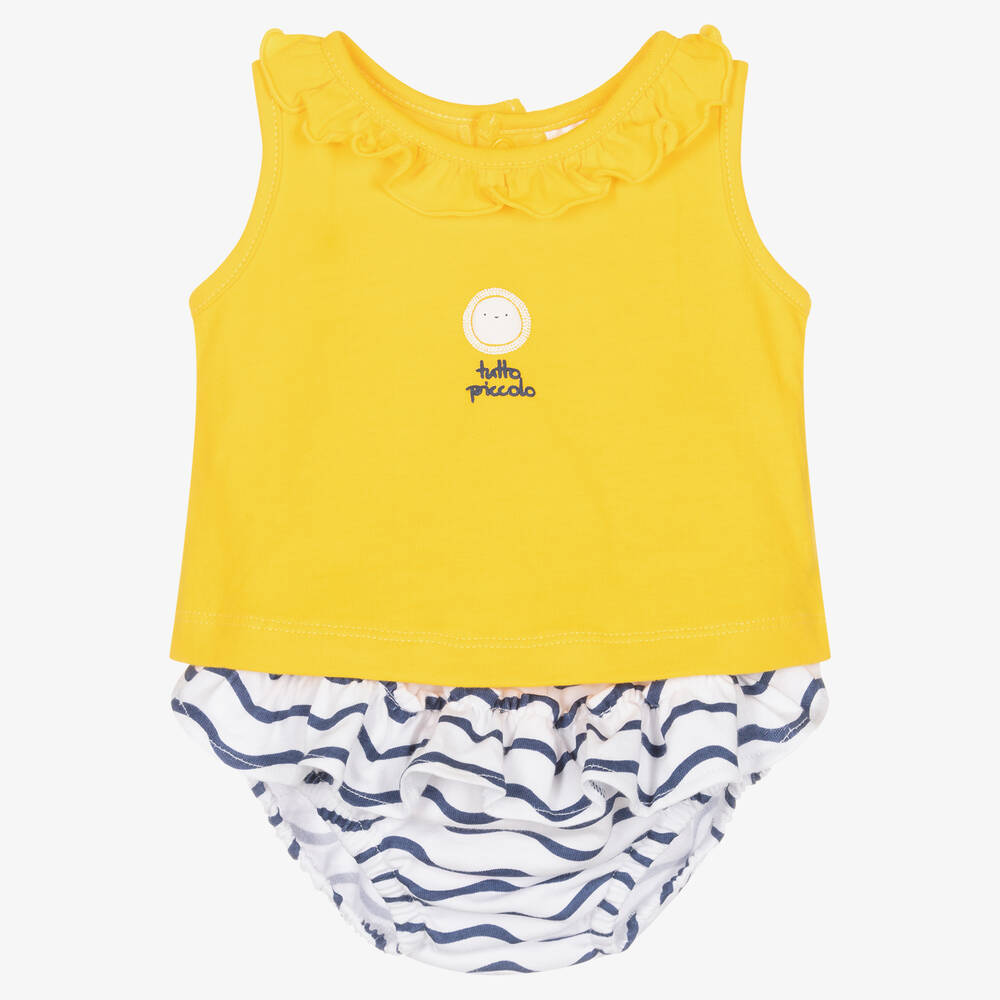 Tutto Piccolo - Ensemble short jaune et bleu coton | Childrensalon