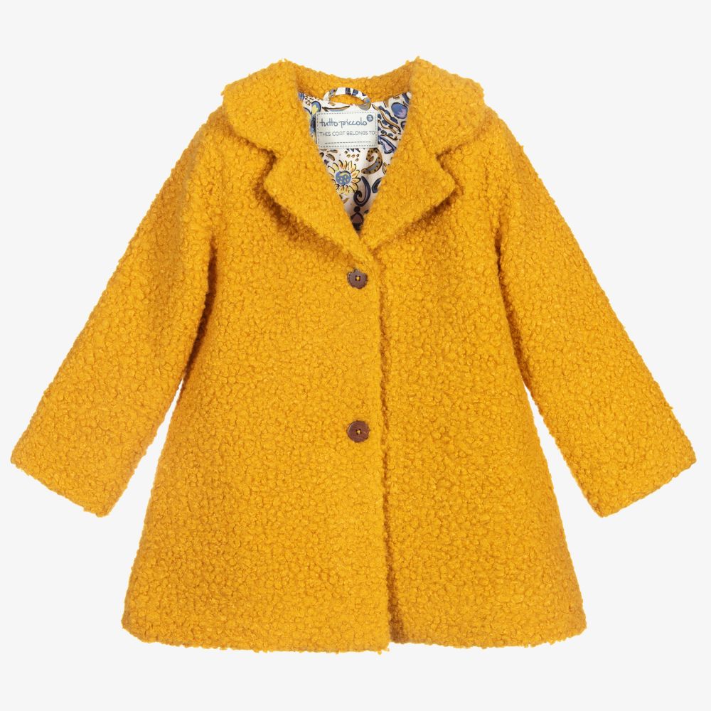 Tutto Piccolo - Girls Yellow Bouclé Coat | Childrensalon