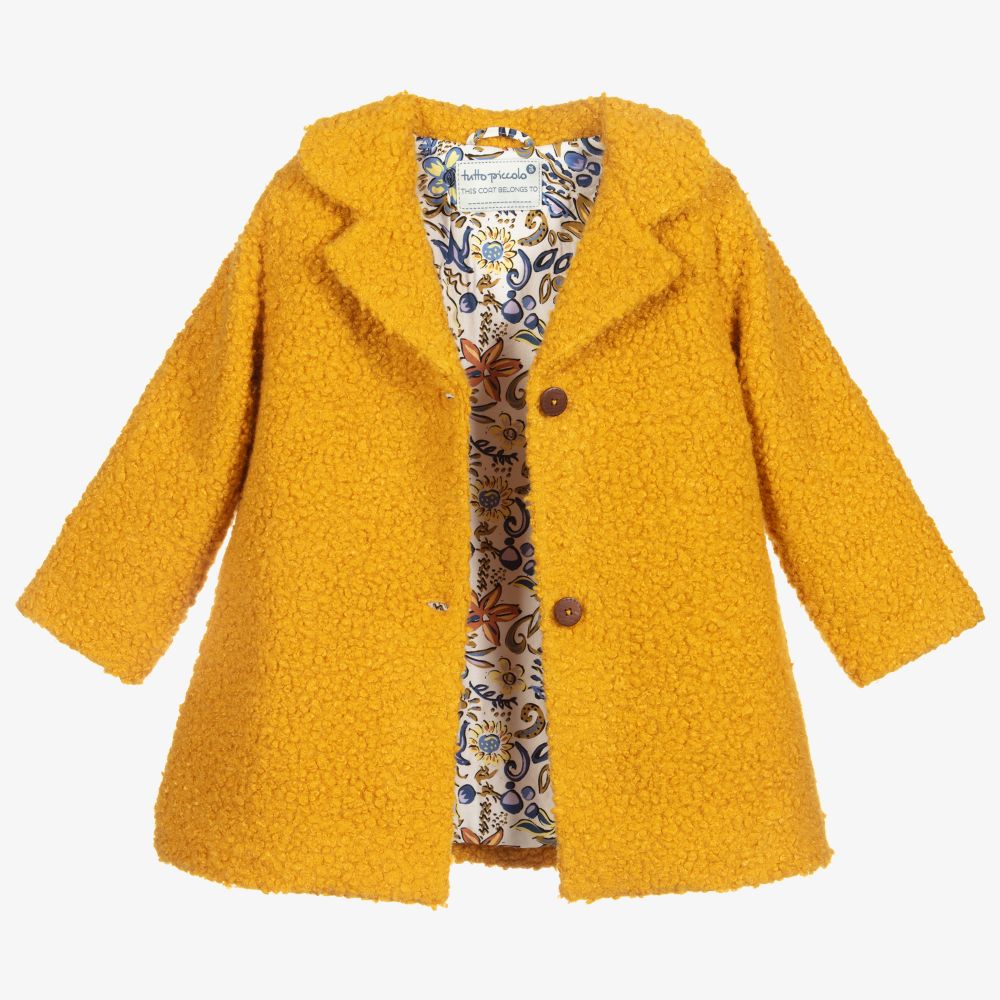 Tutto Piccolo Girls Yellow Boucl Coat