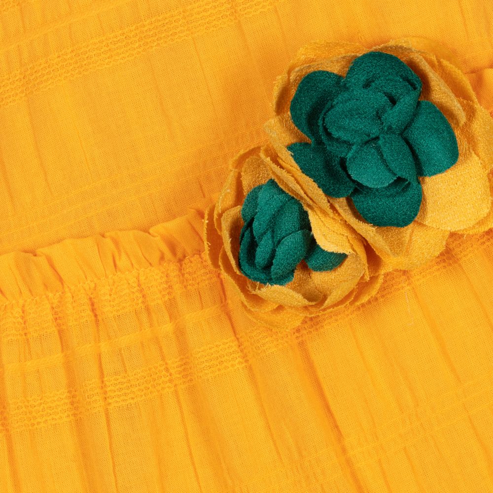 Tutto Piccolo-Girls Yellow Cotton Dress | Childrensalon Outlet