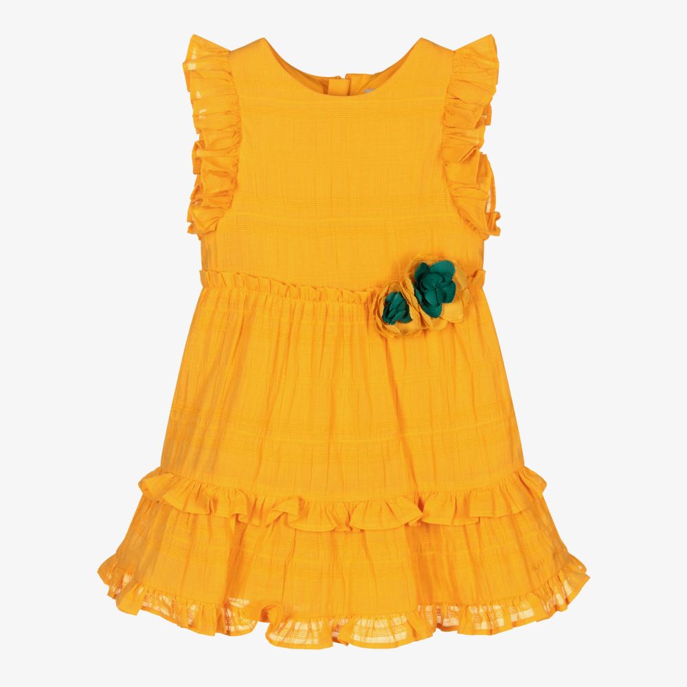 Tutto Piccolo - Girls Yellow Cotton Dress | Childrensalon