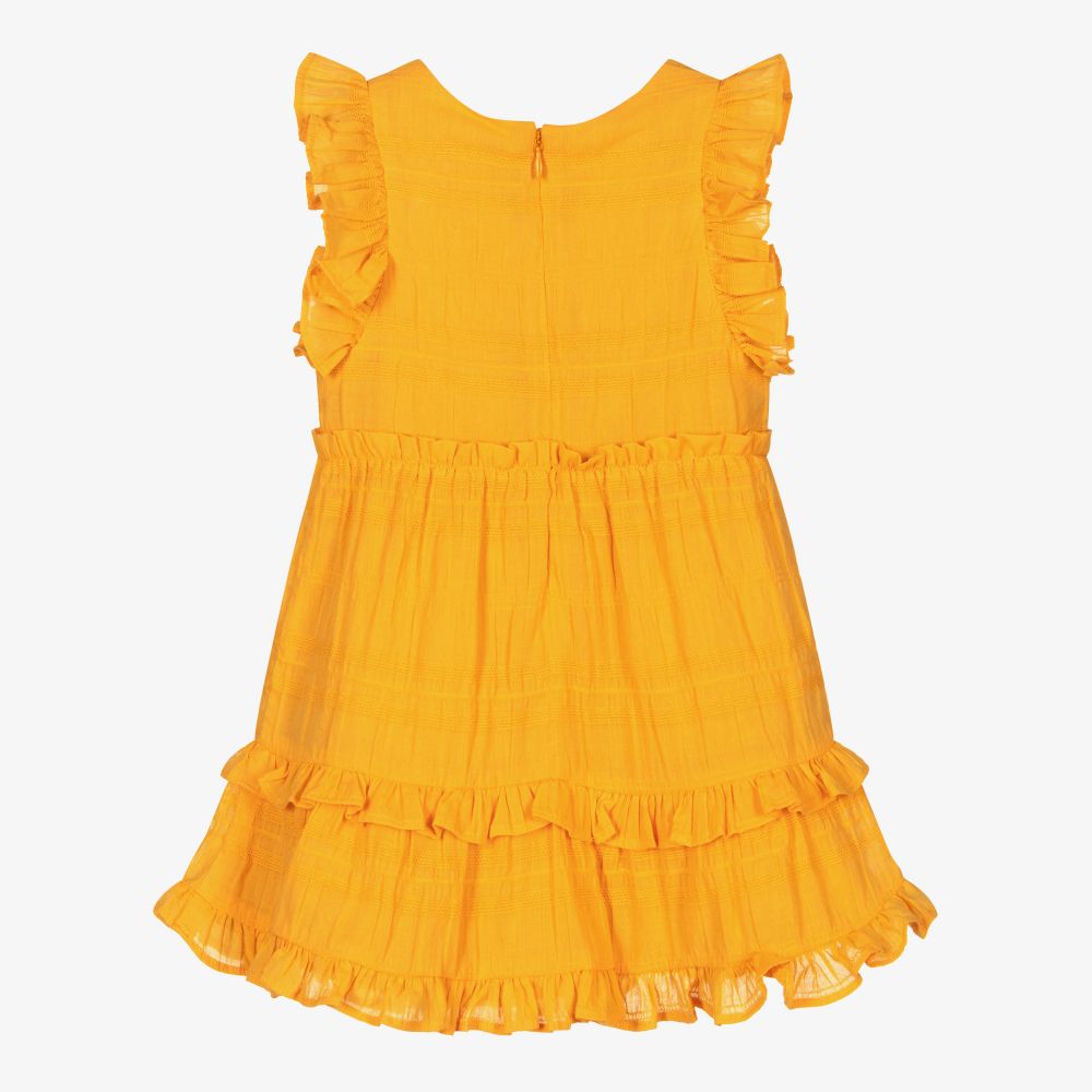 Tutto Piccolo-Girls Yellow Cotton Dress | Childrensalon Outlet