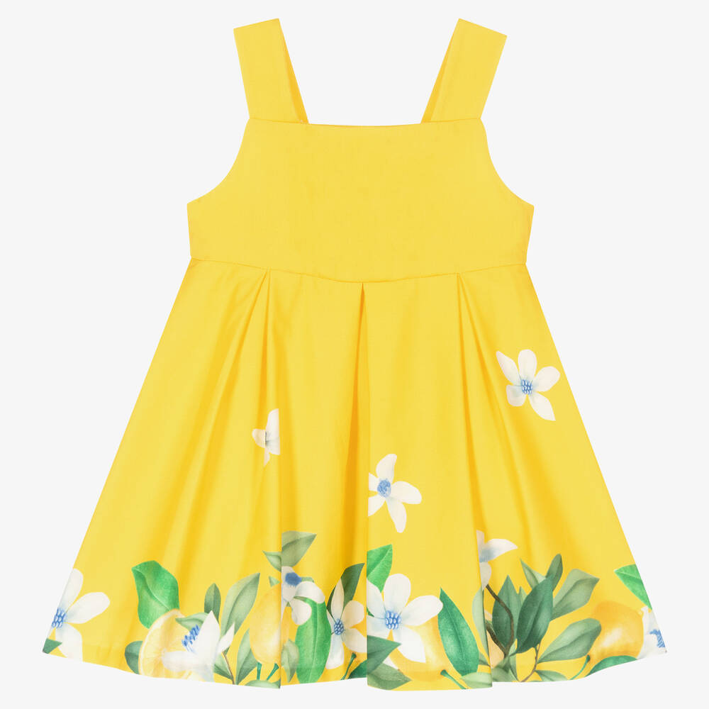 Tutto Piccolo-Girls Yellow Cotton Dress | Childrensalon Outlet