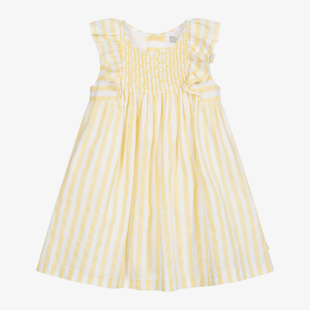 Tutto Piccolo-Girls Yellow Striped Dress  | Childrensalon Outlet