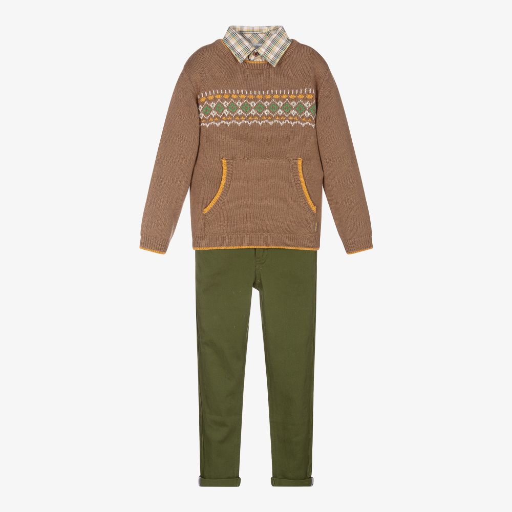 Tutto Piccolo - Ensemble pantalon vert et marron | Childrensalon