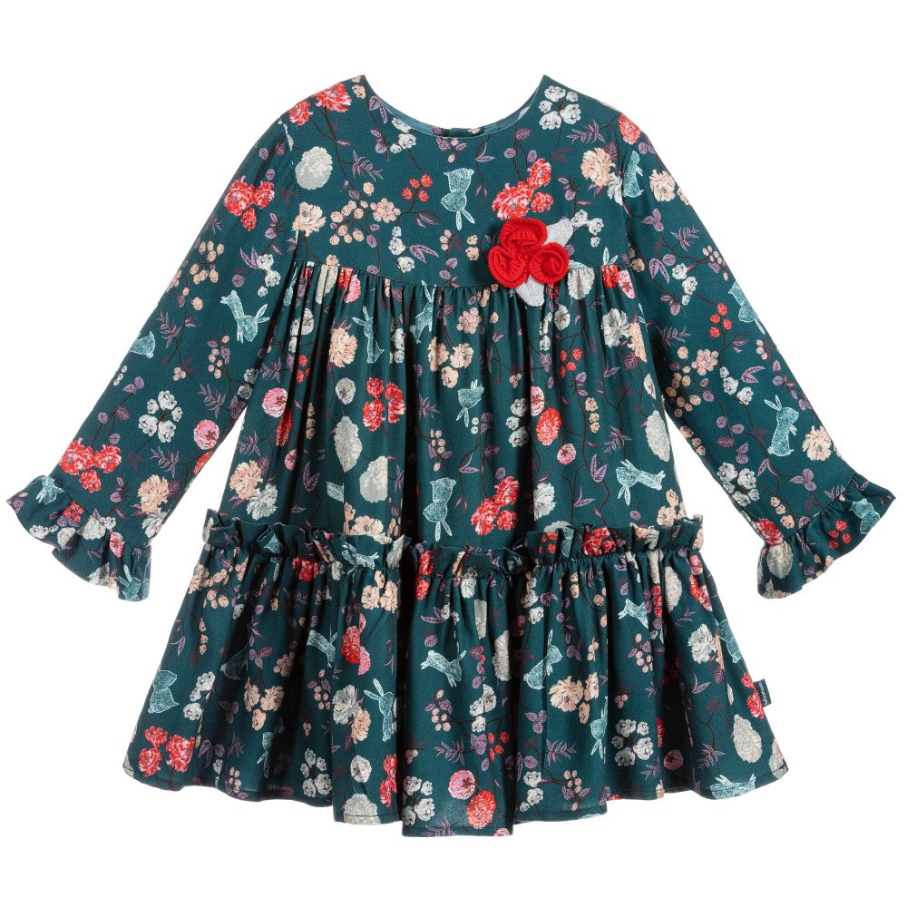 Tutto Piccolo-Green Floral Dress Set | Childrensalon Outlet