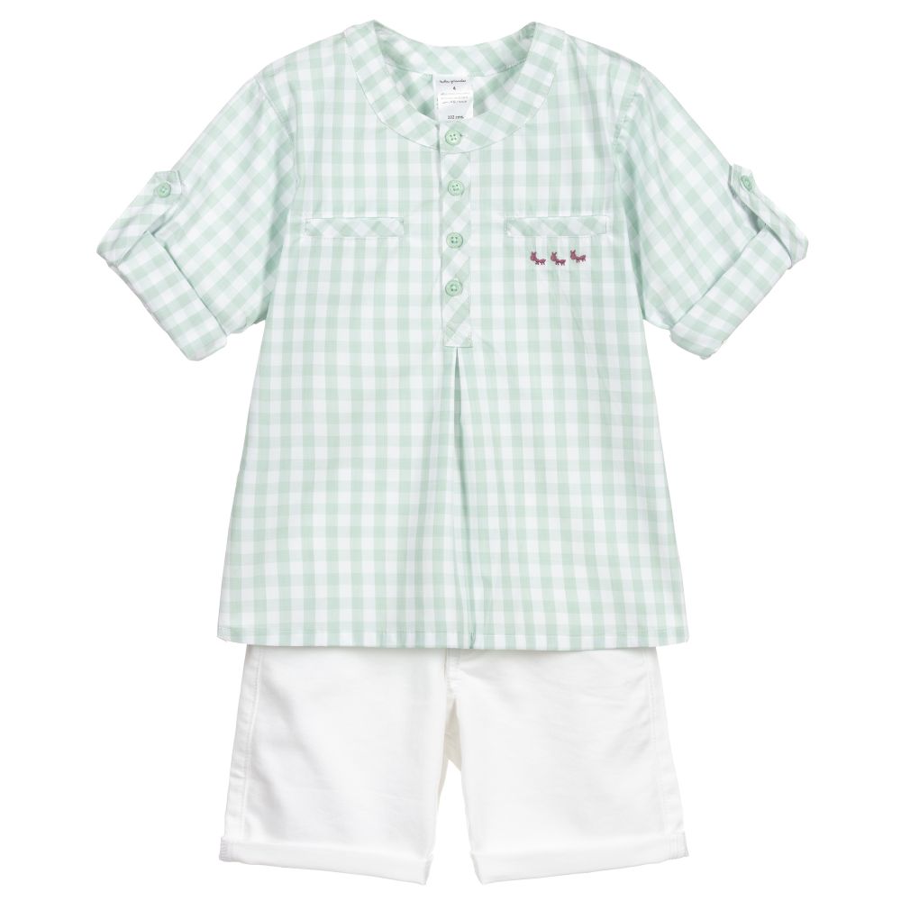 Tutto Piccolo - Ensemble short à carreaux vert et blanc | Childrensalon