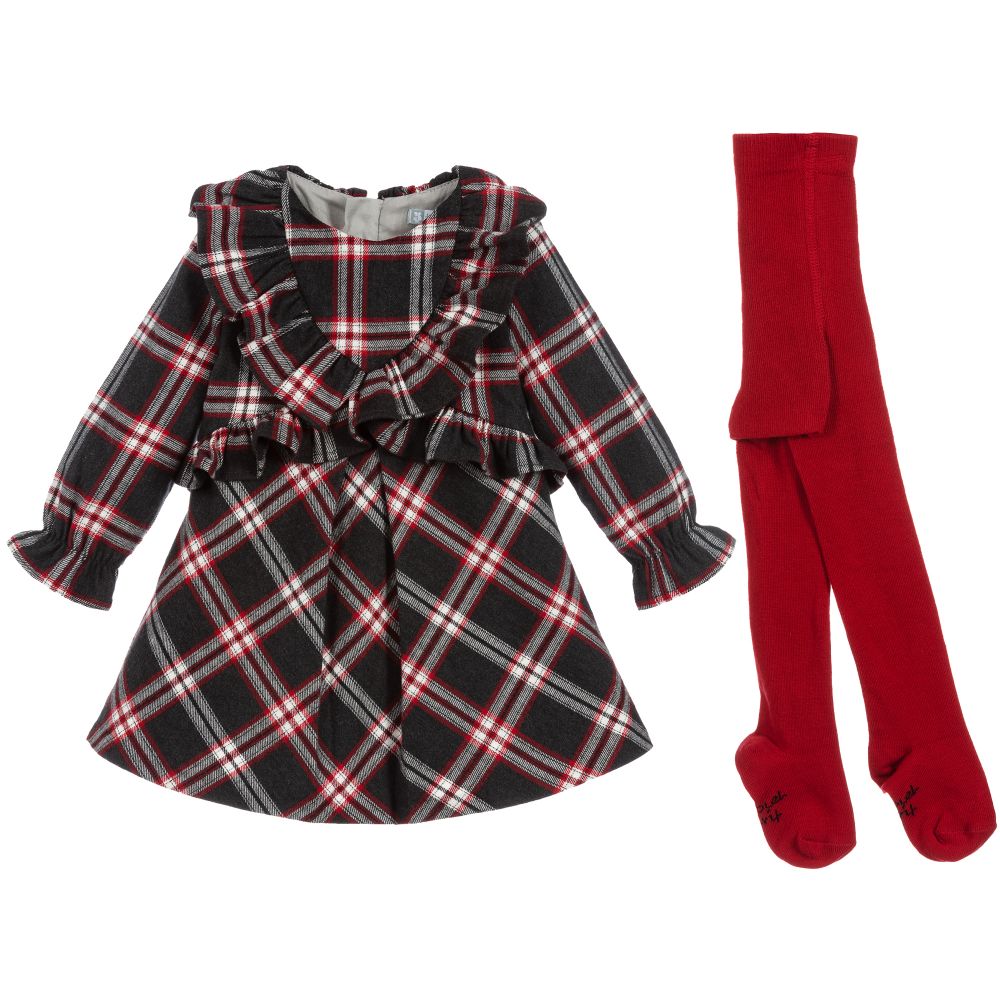 Tutto Piccolo-Комплект с серым платьем в клетку | Childrensalon Outlet