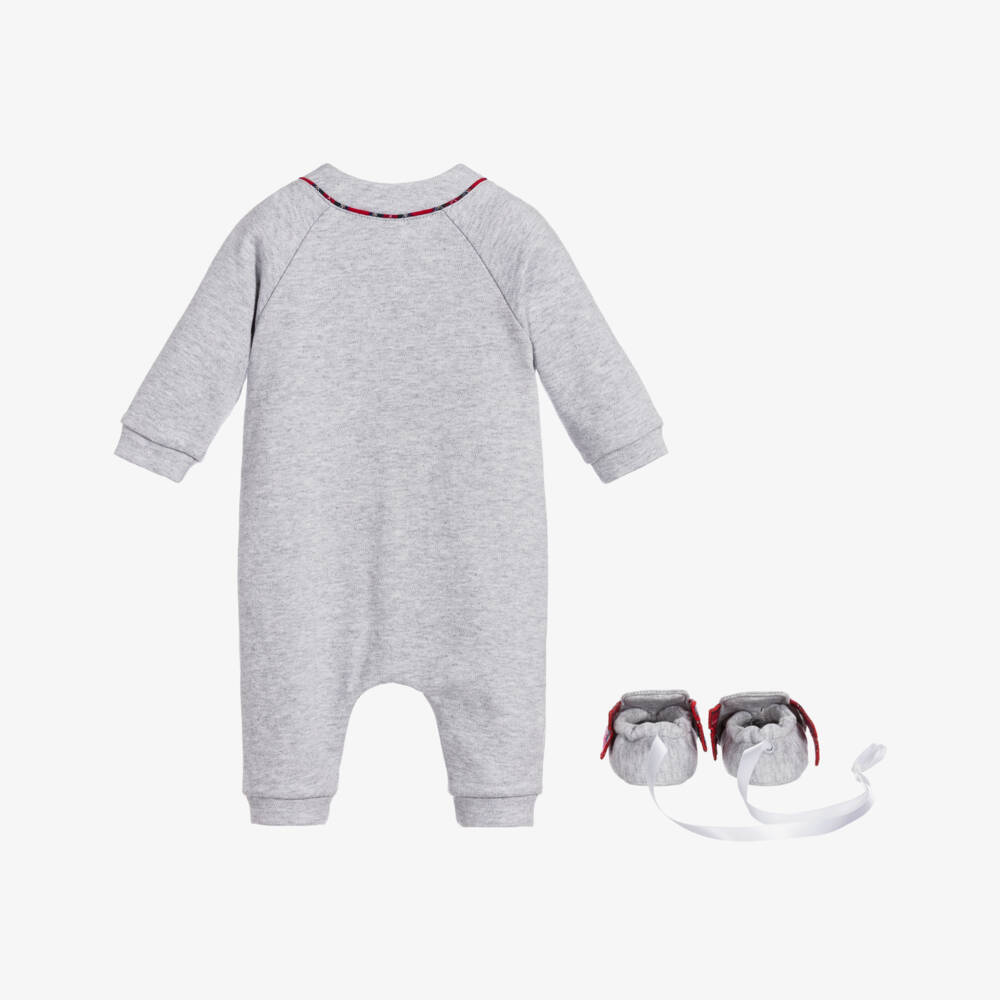 Tutto Piccolo-Grey Cotton Babysuit Set | Childrensalon Outlet
