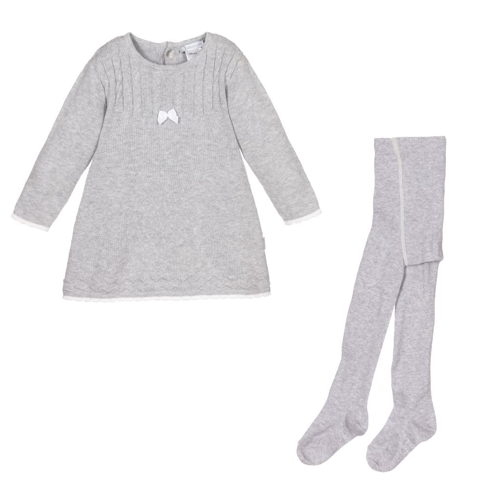 Tutto Piccolo-Grey Knitted Baby Dress Set | Childrensalon Outlet