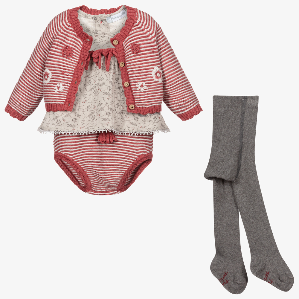 Tutto Piccolo - Shorts-Set mit Blumenmuster in Grau & Rot | Childrensalon
