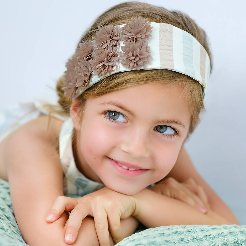 Tutto Piccolo-Ivory, Beige & Green Headband  | Childrensalon Outlet