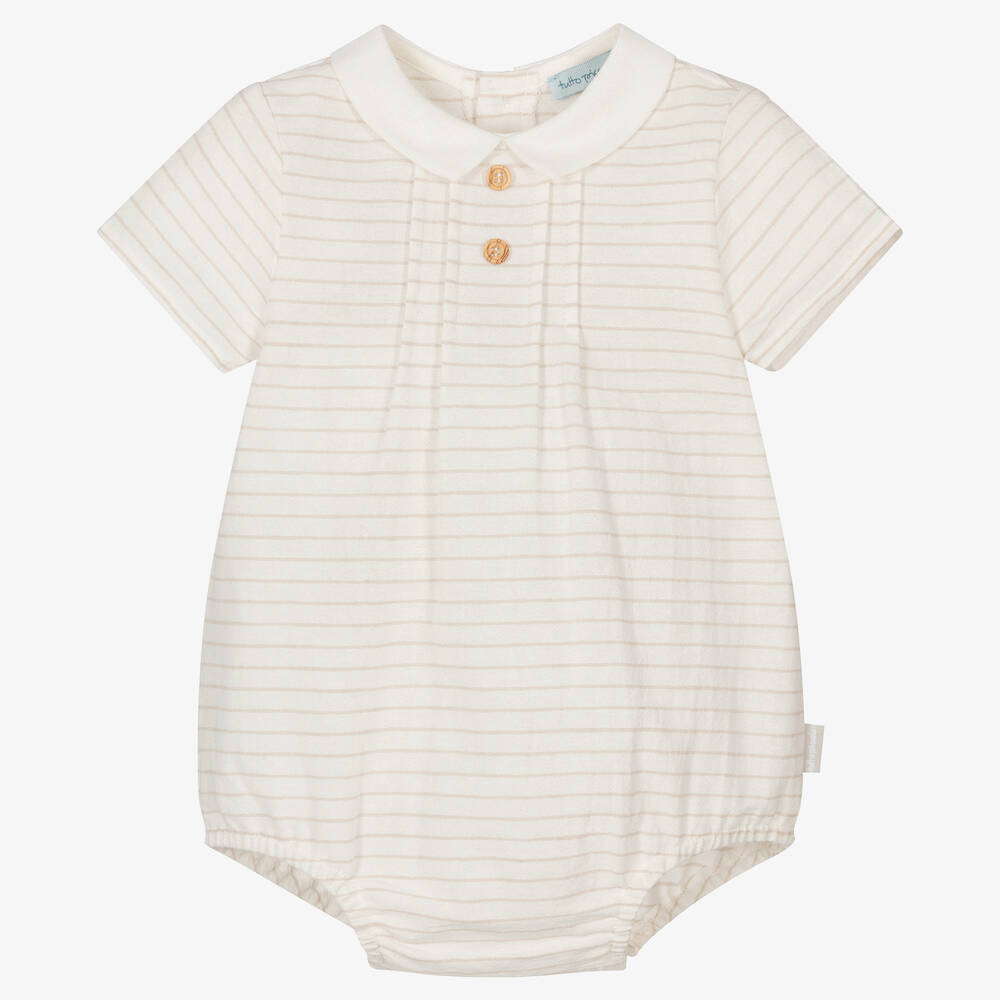Tutto Piccolo-Кремовое хлопковое боди в полоску | Childrensalon Outlet