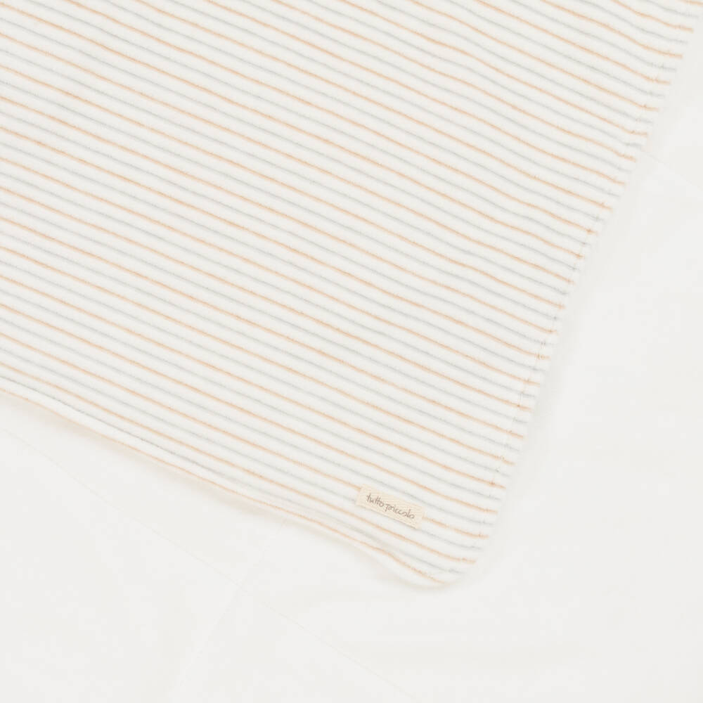 Tutto Piccolo-Кремовый полосатый велюровый комплект для новорожденных | Childrensalon Outlet