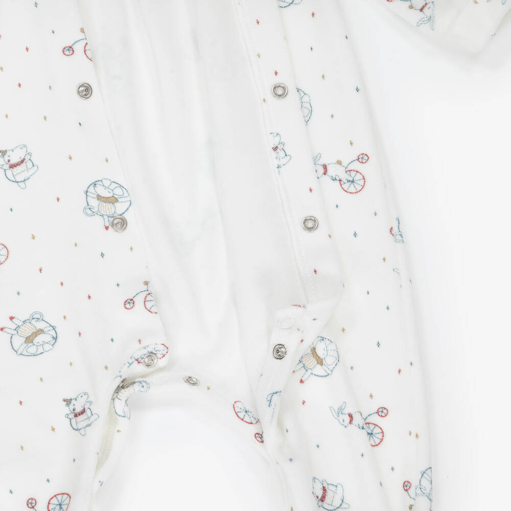 Tutto Piccolo-بدلة أطفال مخملية عاجية بنقشة حيوانات | Childrensalon Outlet