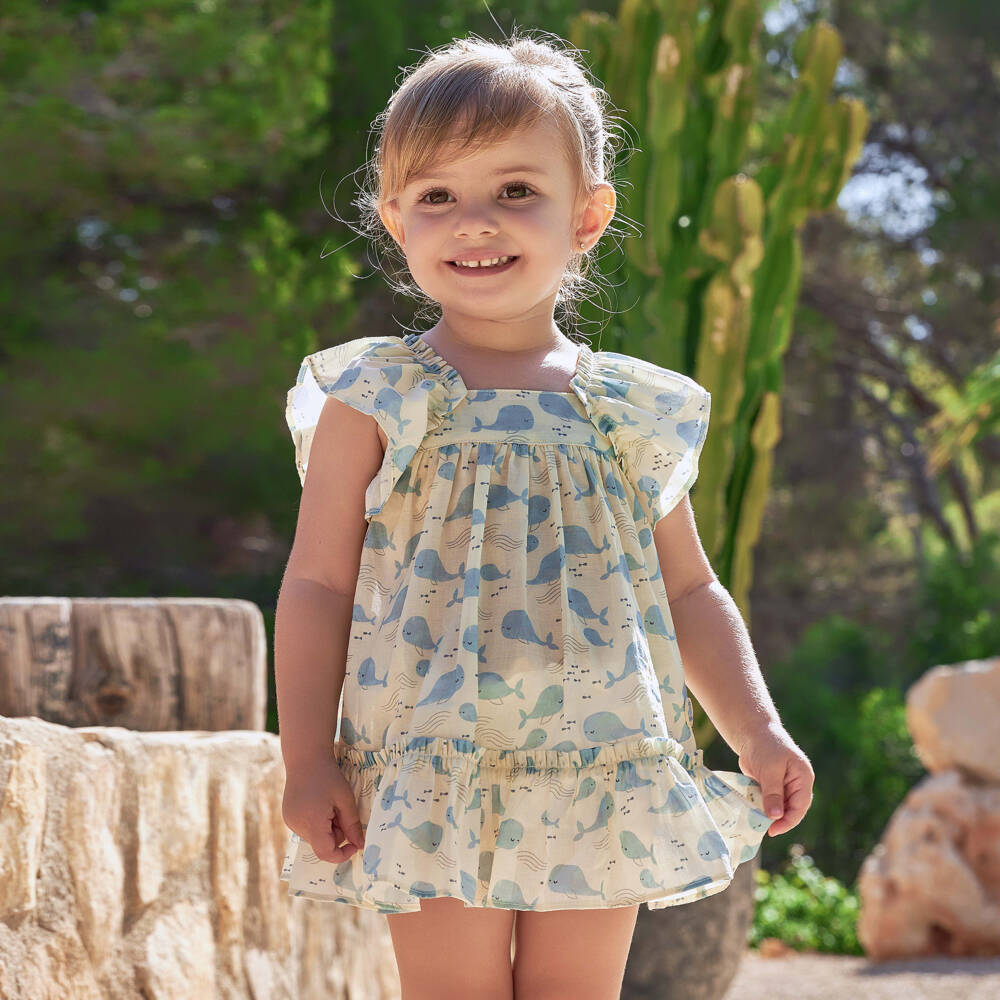 Tutto Piccolo-Little Girls Sunshine Whale Dress | Childrensalon Outlet