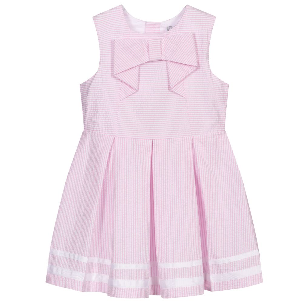 Tutto Piccolo - Розовое хлопковое платье в мелкую полоску  | Childrensalon