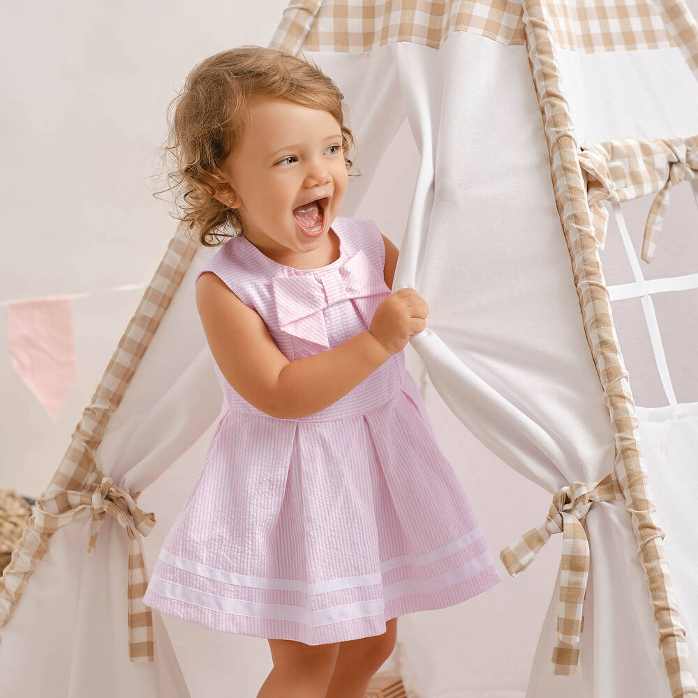 Tutto Piccolo Pink Cotton Seersucker Dress