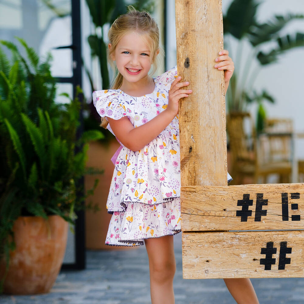 Tutto Piccolo-Pink Floral Cotton Dress | Childrensalon Outlet