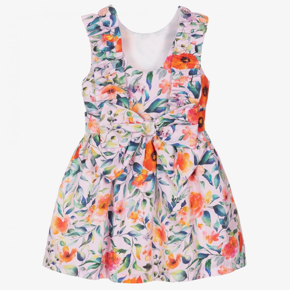 Tutto Piccolo-Розовое хлопковое платье в цветочек | Childrensalon Outlet